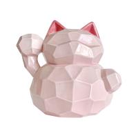 BIG CERAMIC GEOMETRIC LUCKY CAT PINK H&S